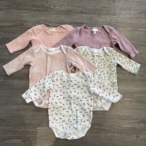 Floral and Striped Baby One Pieces Set